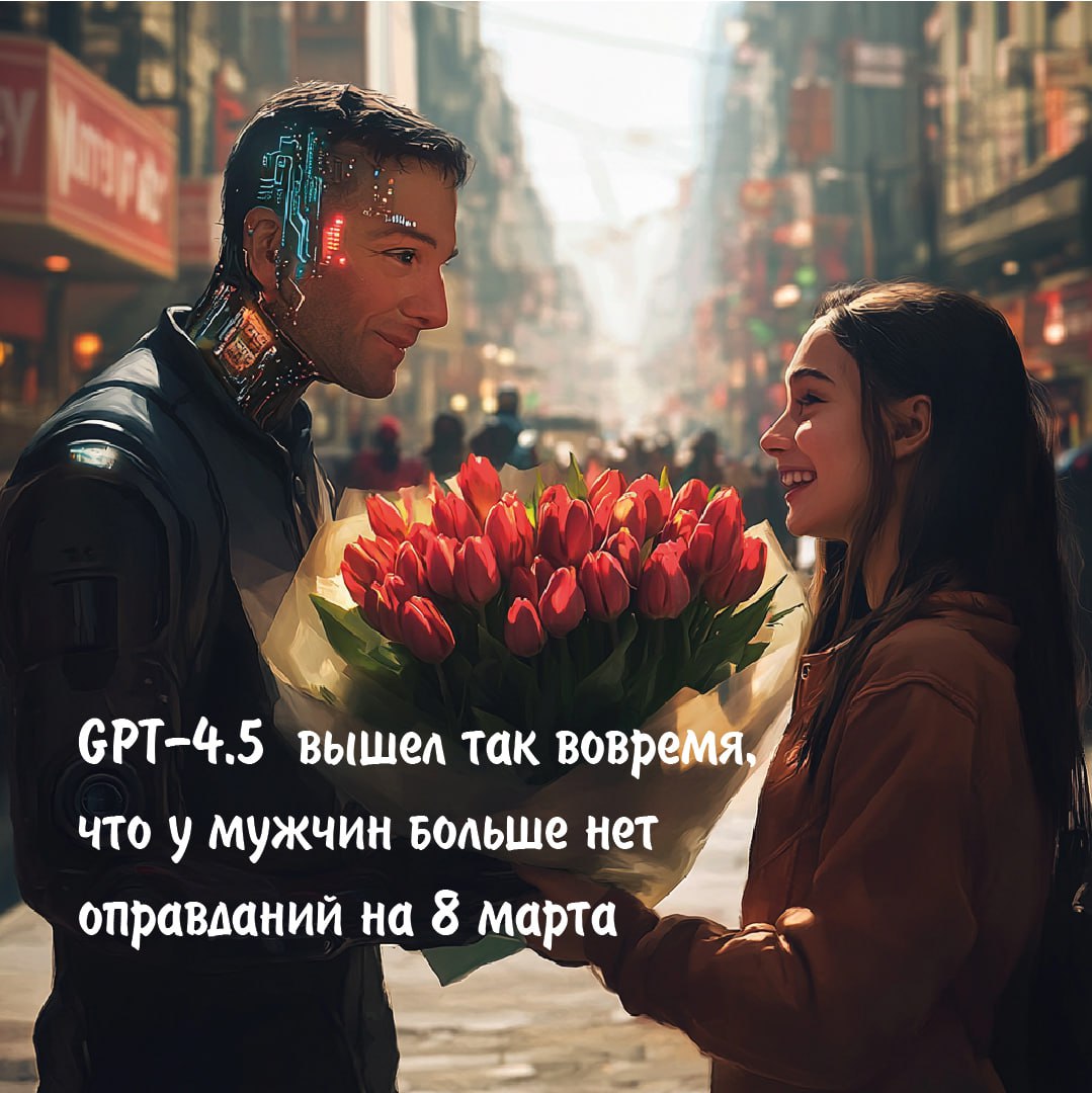 🧑‍💻 За стихами к 8 марта — в GPT-4.5
Вышла новая модель GPT-4.5. Долгих тестов мы не проводили, но решили быстро сравнить её с GPT-4 по задаче написания текстов на тему «ИИ в жизни человека» | Сетка — социальная сеть от hh.ru