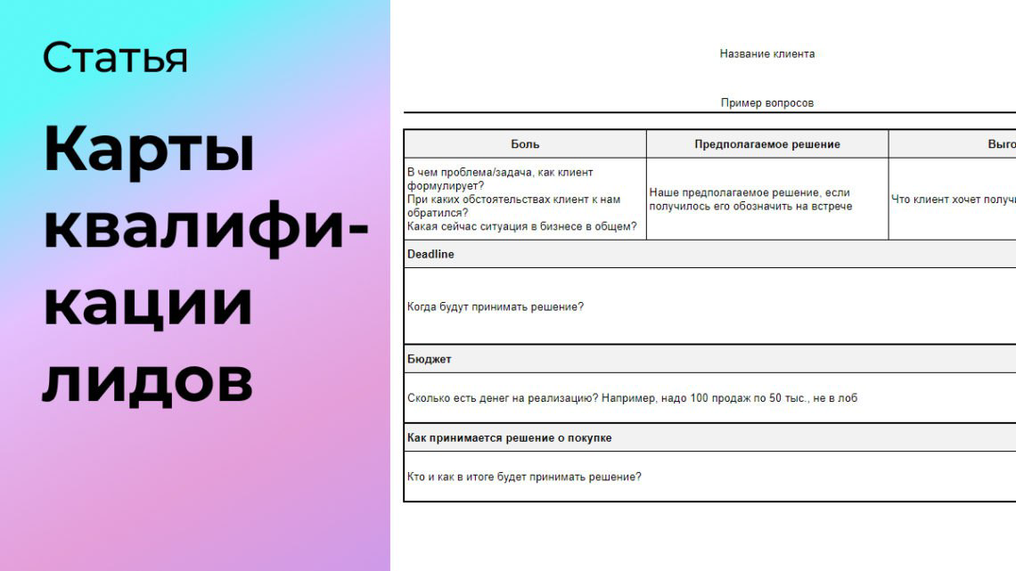 Карты квалификации лидов | Сетка — социальная сеть от hh.ru