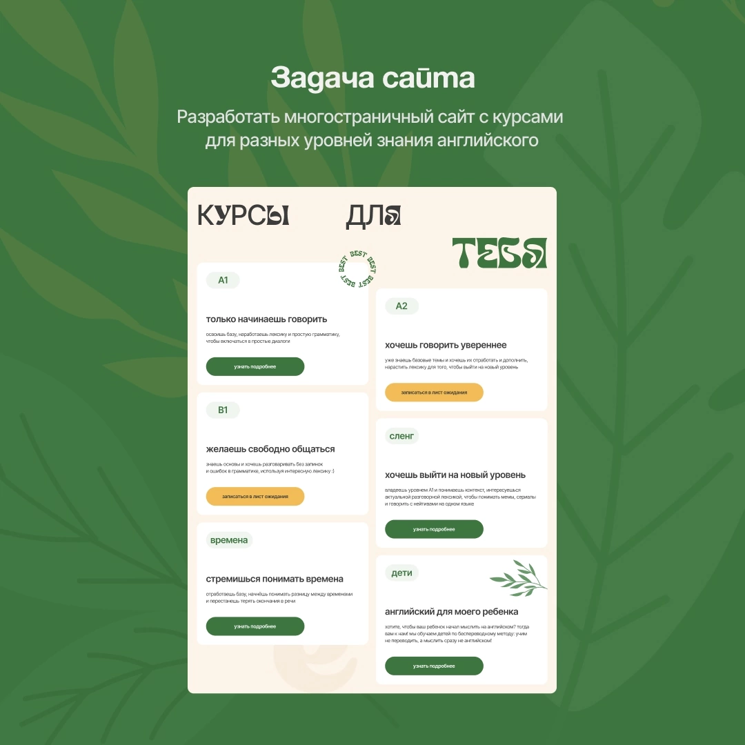 💚 Сайт для онлайн-школы английского. | Сетка — социальная сеть от hh.ru