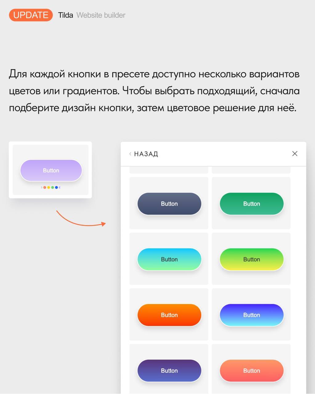 👈Пресеты для кнопок в базовых блоках
В Настройках базовых блоков появились готовые варианты дизайна кнопок | Сетка — социальная сеть от hh.ru