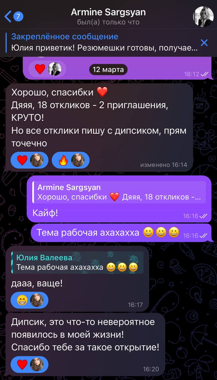 Профиль БА (Бизнес аналитик)
Армине пришла в работу 11.03 | Сетка — социальная сеть от hh.ru