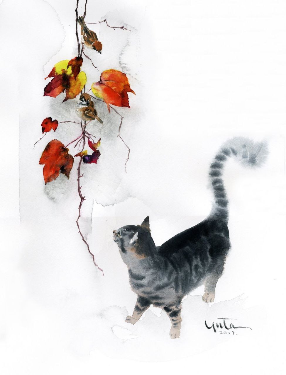 Кошки Ютаки Мураками.
Акварель по мокрой бумаге.
🐈 #котвыходногодня | Сетка — социальная сеть от hh.ru