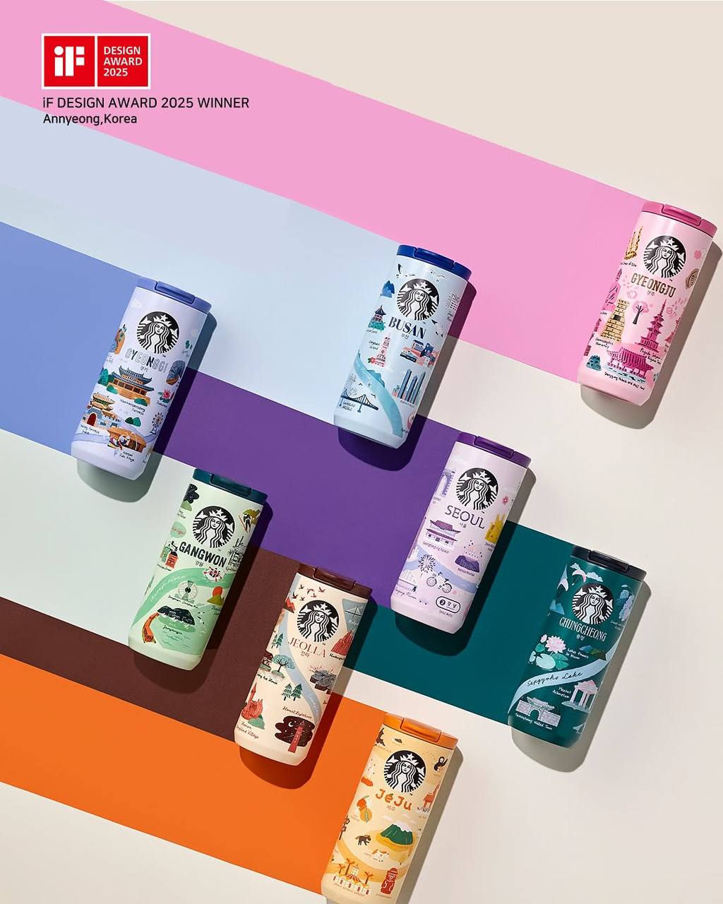 Прикол, у Starbucks вышла серия мерча по 8 южнокорейским городам. На каждой открытке, кружке и стакане изображены отличительные особенности и достопримечательности этих городов | Сетка — социальная сеть от hh.ru