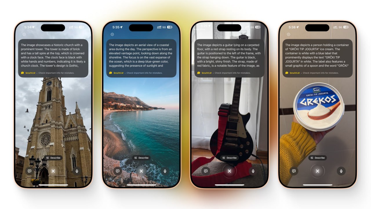 huggingface зарелизили hugginsnap — аналог visual intelligence для всех iphone. приложение генерирует описание любого объекта на фото и работает полностью локально | Сетка — социальная сеть от hh.ru