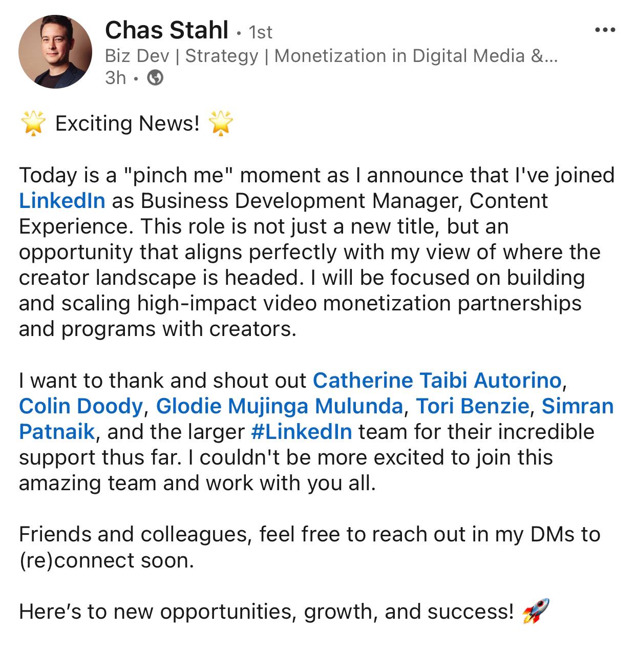 Еще один звоночек, что у LinkedIn вскоре появится программа монетизации контента: бывший биздев JellySmack перешел в LinkedIn, где теперь будет отвечать за партнерства с креаторами и собственно разраб... | Сетка — социальная сеть от hh.ru