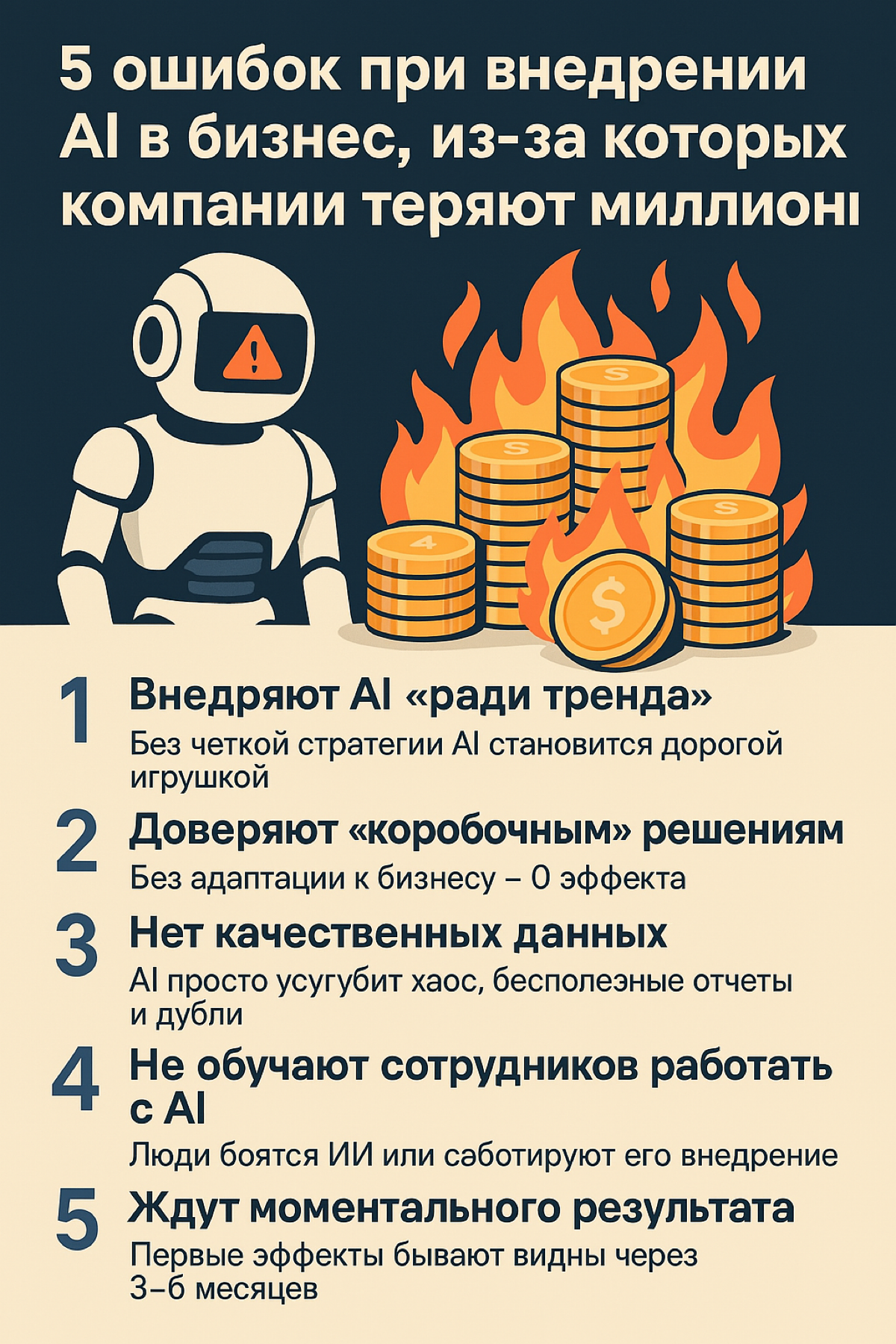 5 ошибок при внедрении ии в бизнес | Сетка — социальная сеть от hh.ru