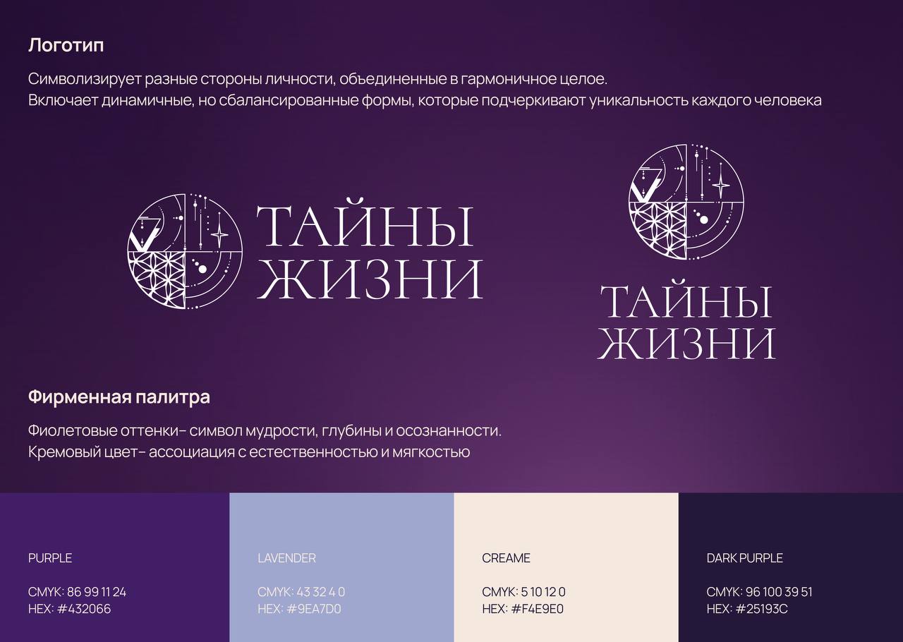 💡 Как передать философию через визуал?
Для проекта “Тайны жизни” мы разработали не просто презентацию, а целостную айдентику: логотип, шрифты, паттерны, фирменную палитру и гайдбук | Сетка — социальная сеть от hh.ru
