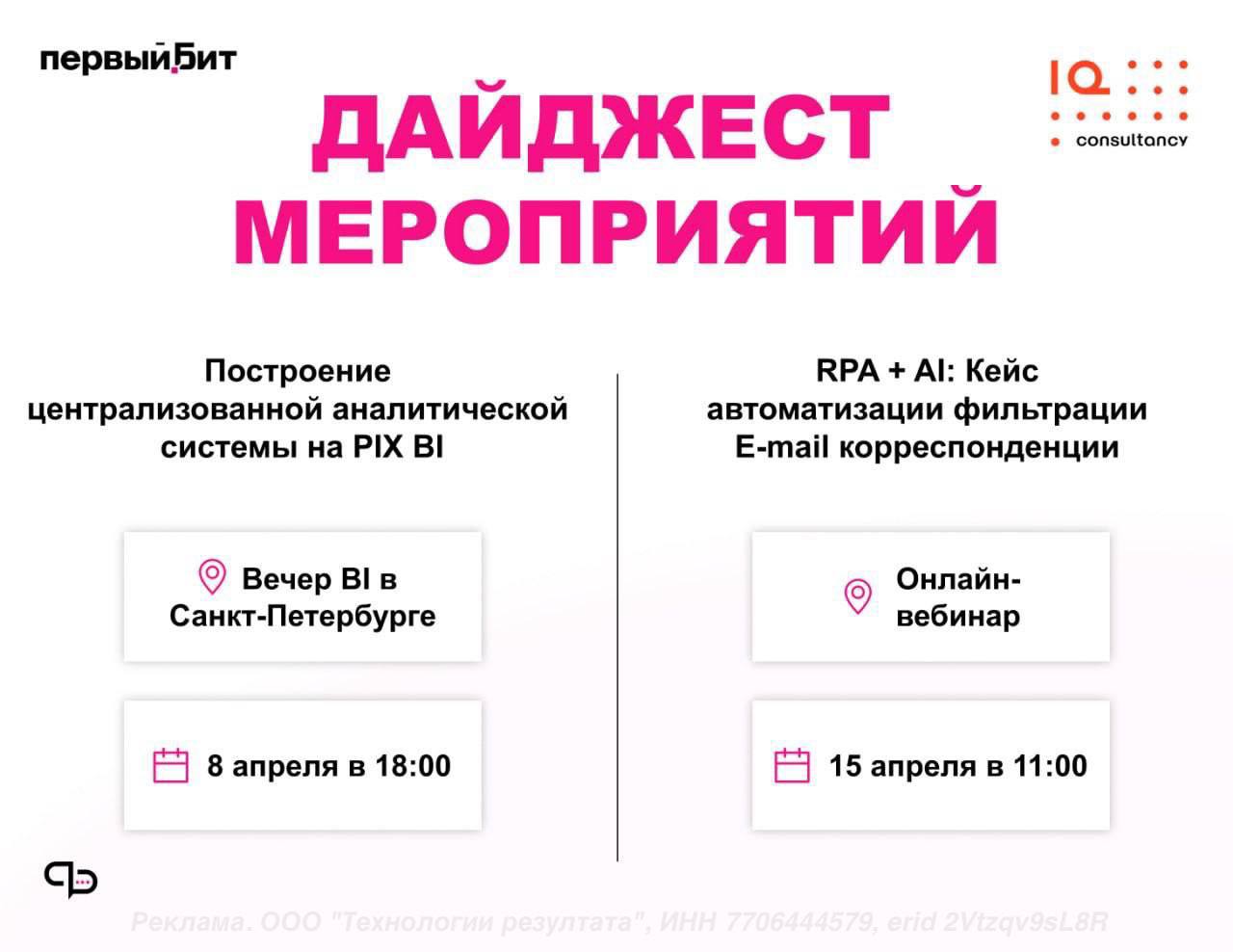 Приглашаем послушать про опыт внедрения BI и RPA клиентов компании Первый Бит | Сетка — социальная сеть от hh.ru