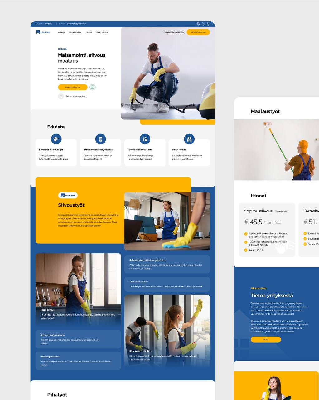 Новый кейс!
Сделали сайт для финской компании по уборке помещений Pieni Koti | Сетка — социальная сеть от hh.ru