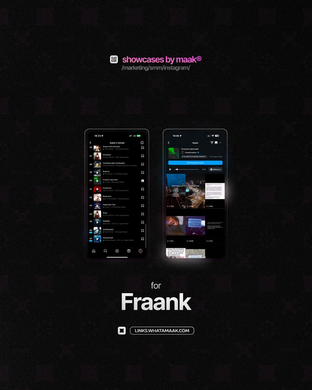 📱 Новый кейс — Продвижение в топ чарты Instagram* для Fraank
💡 Что было сделано?
— Размещение сниппетов и видео-нарезок с треком артиста в тематических сообществах;
— Массовый постинг
⭐️Итог:
— Попали... | Сетка — социальная сеть от hh.ru