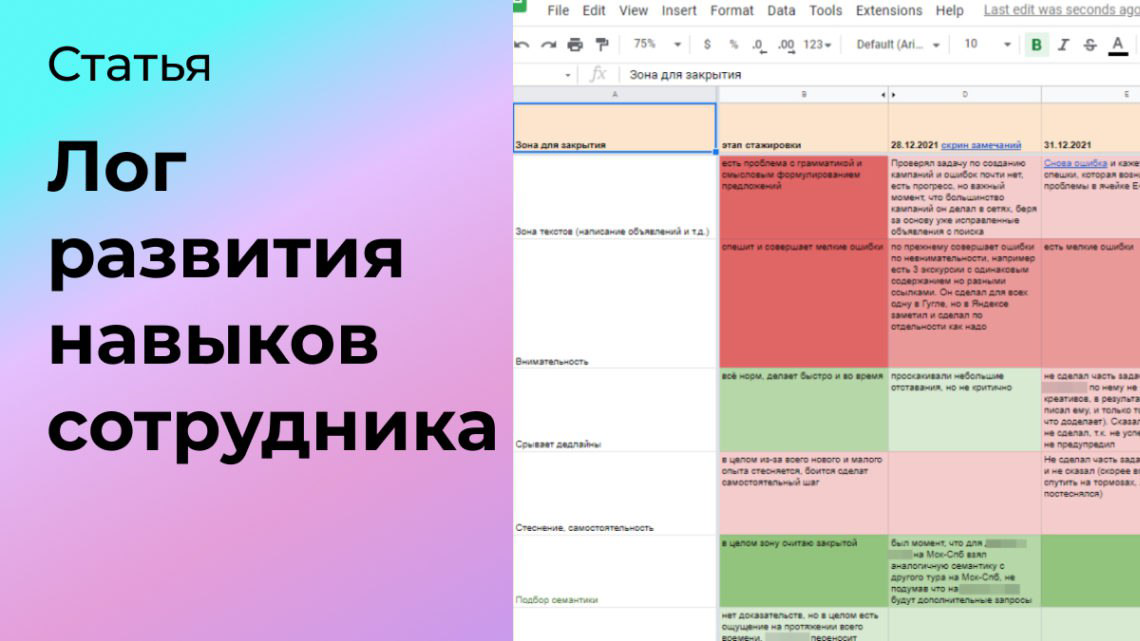 Лог развития навыков сотрудника | Сетка — социальная сеть от hh.ru