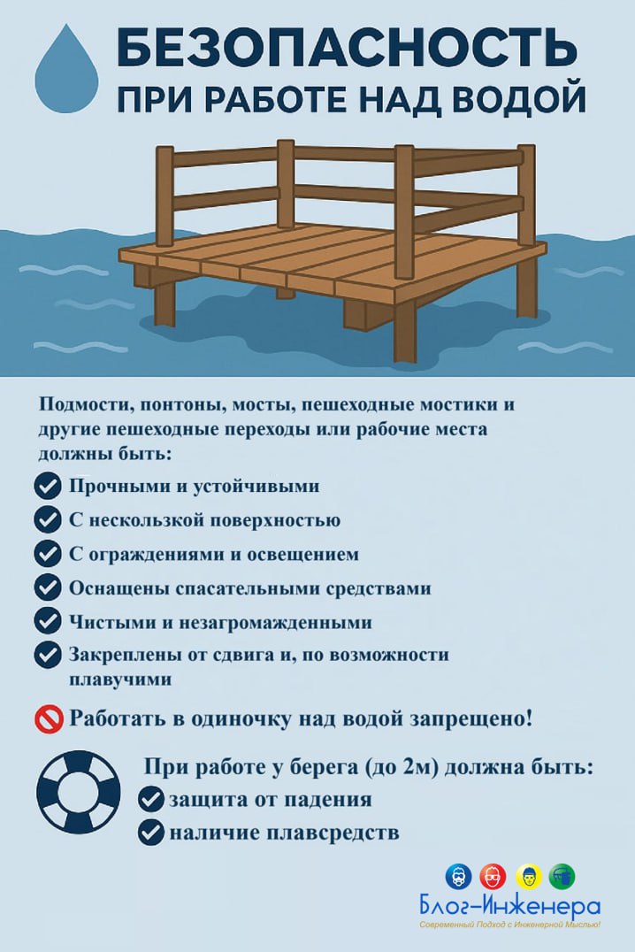 Охрана труда при работе над водой
Работа на подмостях, понтонах и других конструкциях над водой требует особого внимания к безопасности | Сетка — социальная сеть от hh.ru