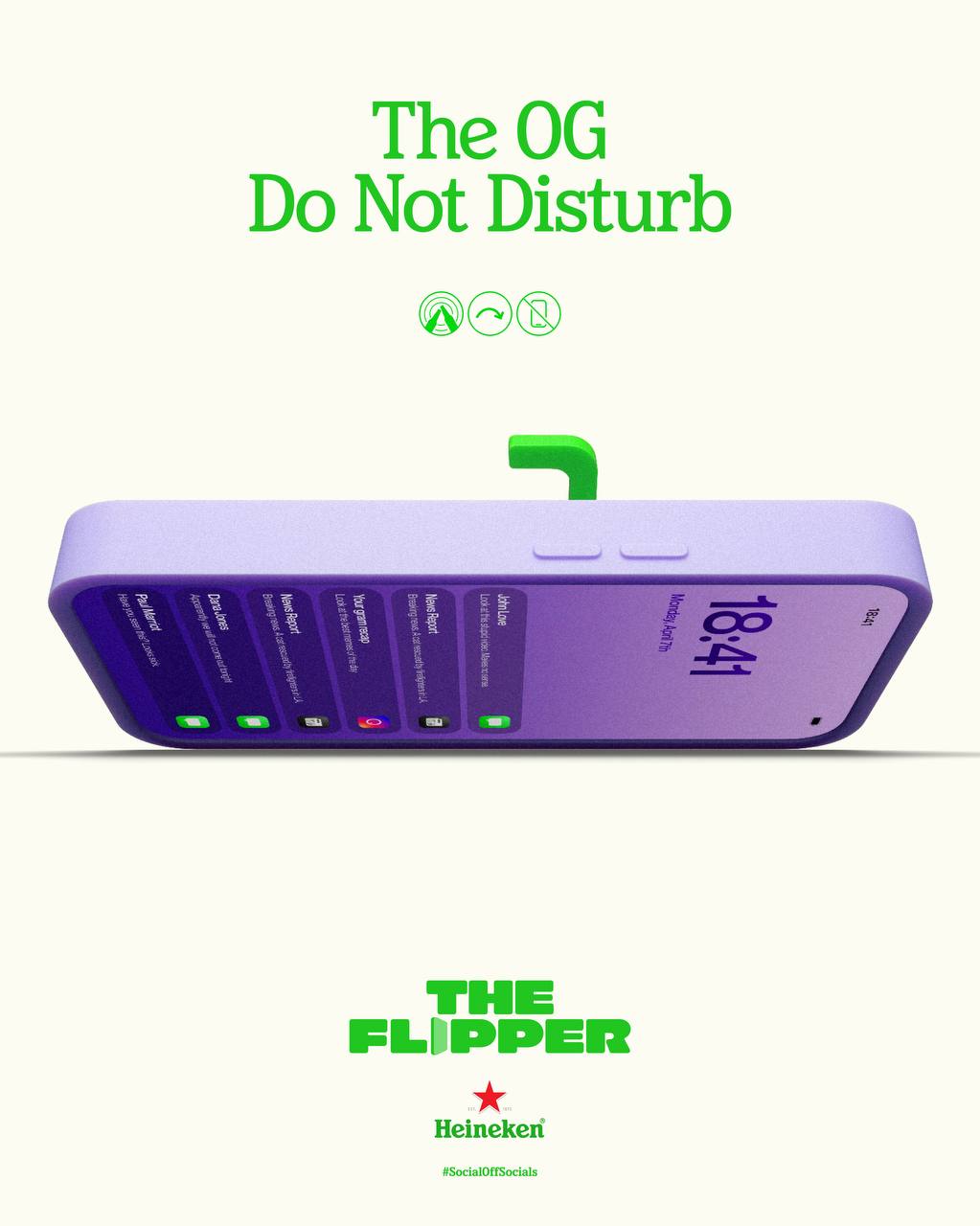Прикол, Heineken выпустил чехол The Flipper, который буквально переворачивает гаджет специальной ножкой, если он лежит на задней части телефона | Сетка — социальная сеть от hh.ru