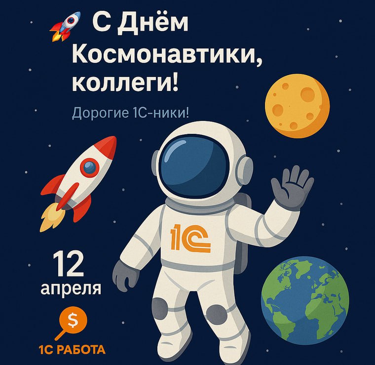 Дорогие 1С-ники и причастные!
Сегодня, в день первого полёта человека в космос, хочется пожелать вам не бояться взлетать выше, устойчивых орбит в карьерной траектории и только дружественных инопланетя... | Сетка — социальная сеть от hh.ru