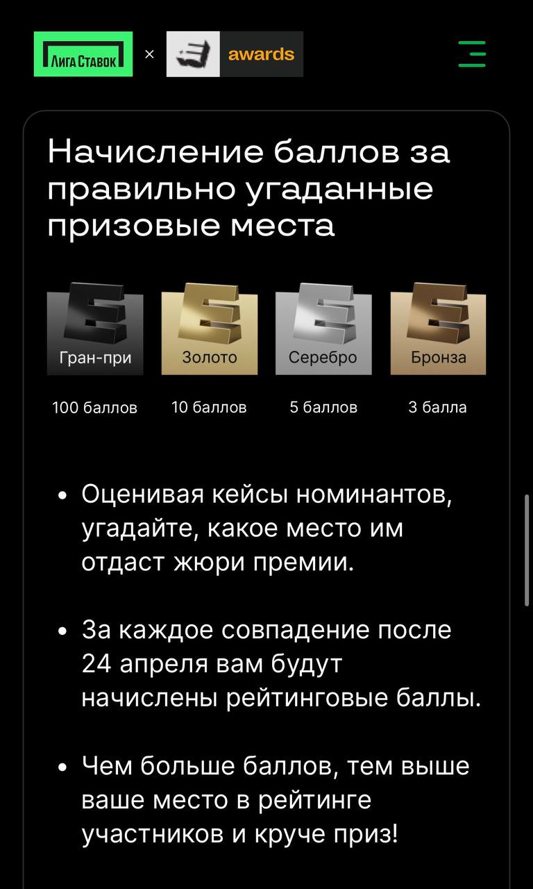🔥 Топ-коллаба Лиги Ставок и премии E+Awards!
Это спецпроект, где маркетологи могут оценивать кейсы и получить призы:
◾️фрибет 7777 за оценку 247 проектов
◾️приглашение на церемонию, мерч и книгу топ-1... | Сетка — социальная сеть от hh.ru