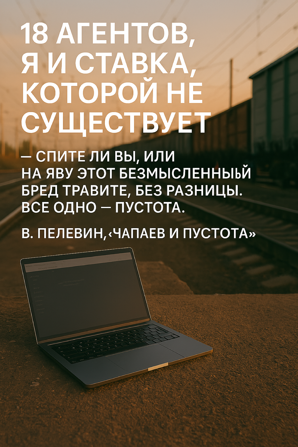 18 агентов, я и ставка, которой не существует
Вы читали у Пелевина «Чапаев и Пустота»?
Если нет — не беда | Сетка — социальная сеть от hh.ru