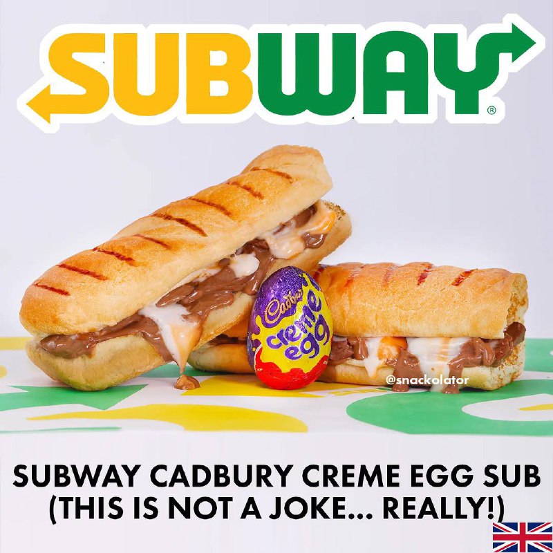 Британцы сошли с ума: Subway заколлабился с Creme Egg (яйца из молочного шоколада с жидким карамельным центром) и выпустил СЕНДВИЧ С РАСТОПЛЕНЫМ ЯЙЦОМ. Все, больше внутри ничего нет | Сетка — социальная сеть от hh.ru