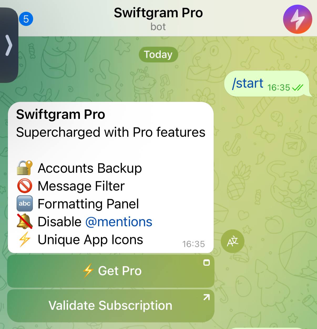 В телеграм клиент @swiftgram разработчик завез покупки про подписки на клиент не только через внутреннюю покупку Apple, но и через @tribute
Интересно, как он прошел ревью в Apple с такой фичей. | Сетка — социальная сеть от hh.ru