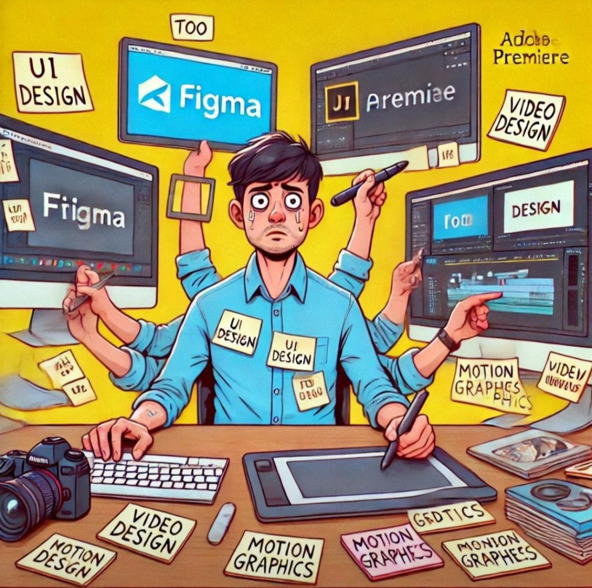 Дизайнер — не видеомонтажёр! 🎬
Ну серьёзно… Читаю вакансии и офигеваю: нужен один человек на всё — и брендинг тебе, и UI/UX, и графика, и моушн, и видео нарезать, звук свести, магию навести | Сетка — социальная сеть от hh.ru