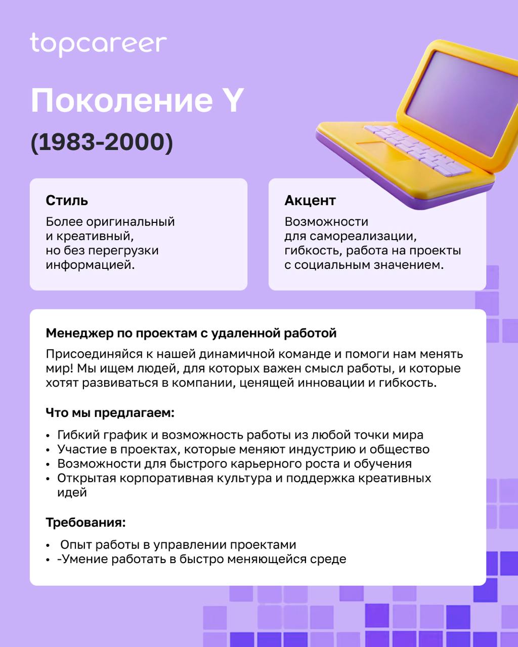 🤔 Почему ваша вакансия не работает? Возможно, вы говорите не на том языке.
Важно говорить с каждым поколением на его языке. У каждого — свои приоритеты, мотивация и ожидания | Сетка — социальная сеть от hh.ru