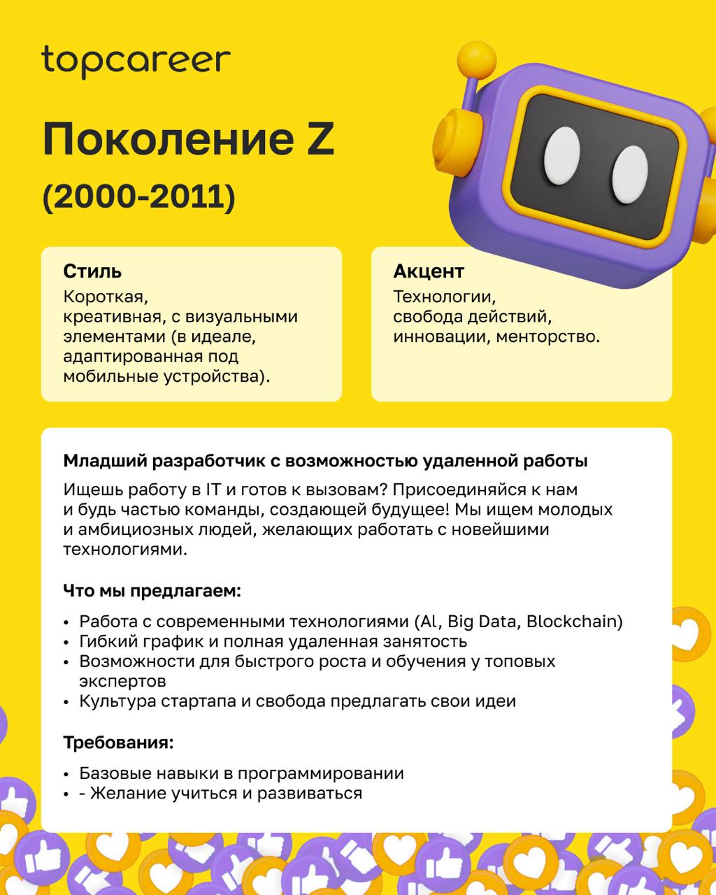 🤔 Почему ваша вакансия не работает? Возможно, вы говорите не на том языке.
Важно говорить с каждым поколением на его языке. У каждого — свои приоритеты, мотивация и ожидания | Сетка — социальная сеть от hh.ru