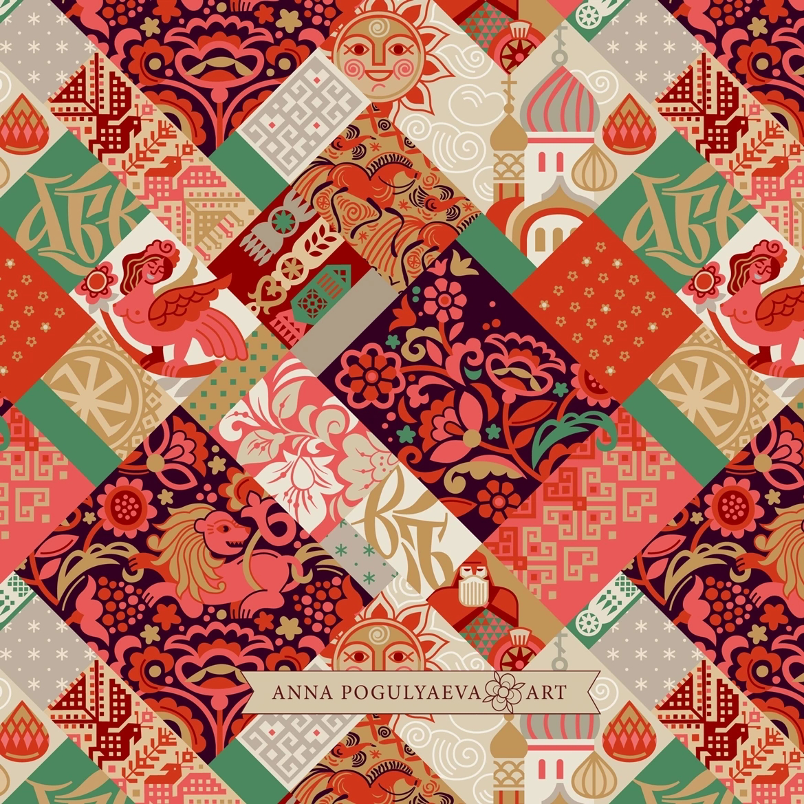 Принт для ткани "Русский мир". Имитация лоскутного шитья | Сетка — социальная сеть от hh.ru