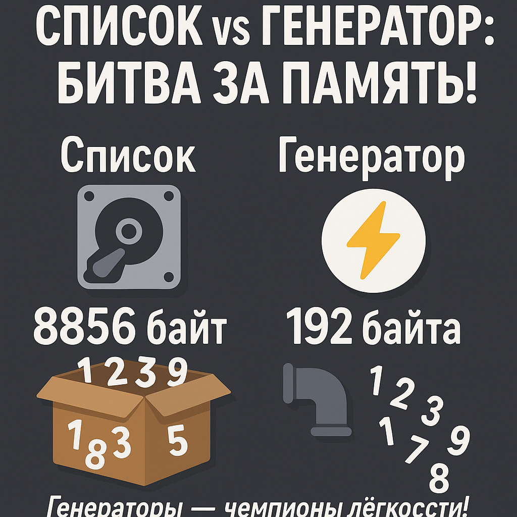 Списковое включение vs Генератор ? | Сетка — социальная сеть от hh.ru