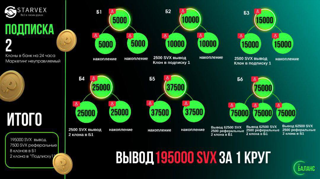 Проект  STARVEX !!!
На тариф👇АКЦИЯ ❗️вход 2500 вместо 5000‼️🔥🔥
❗️ВСЕГО 6 уровней💰💰💰
с 1 по 5 уровни - бинар 🔥
6 уровень - тринар
Реферальные - 7500
2 клона в Тариф1
8 клонов в м1
Итого на выплату за к... | Сетка — социальная сеть от hh.ru