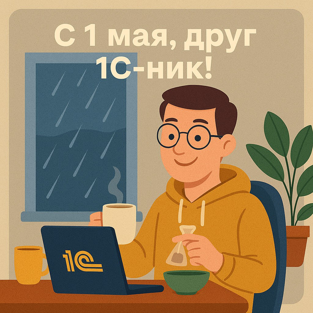 С Праздником Труда вас, дорогие 1С-ники и причастные!
Сегодня 1 мая — день, когда обычно жарят шашлыки, но... не в этом релизе.
На улице холодно, дождь стучит по окнам | Сетка — социальная сеть от hh.ru