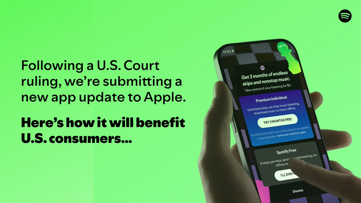 Spotify подсуетились и уже выпустили новую версию приложения, где можно будет платить не только через системы Apple | Сетка — социальная сеть от hh.ru