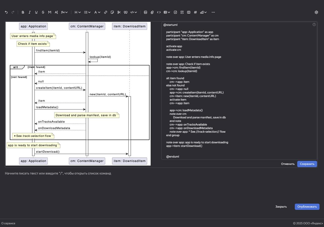 Как же прикольно яндекс wiki реализовали plant uml, даже в visual studio не так удобно и круто работает | Сетка — социальная сеть от hh.ru