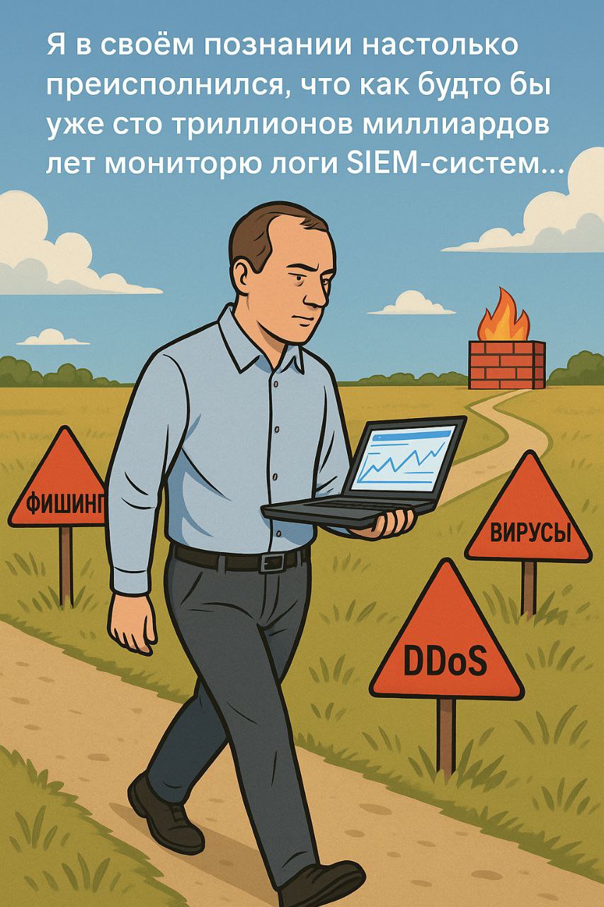 Монолог «Идущего к фаерволу»
Я в своём познании настолько преисполнился, что как будто бы уже сто триллионов миллиардов лет мониторю логи SIEM-систем, анализирую сетевой трафик и блокирую фишинговые а... | Сетка — социальная сеть от hh.ru