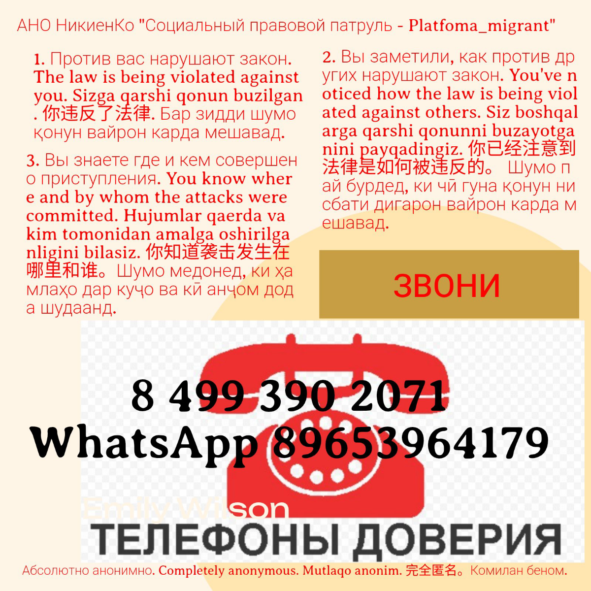 Телефон доверия | Сетка — социальная сеть от hh.ru