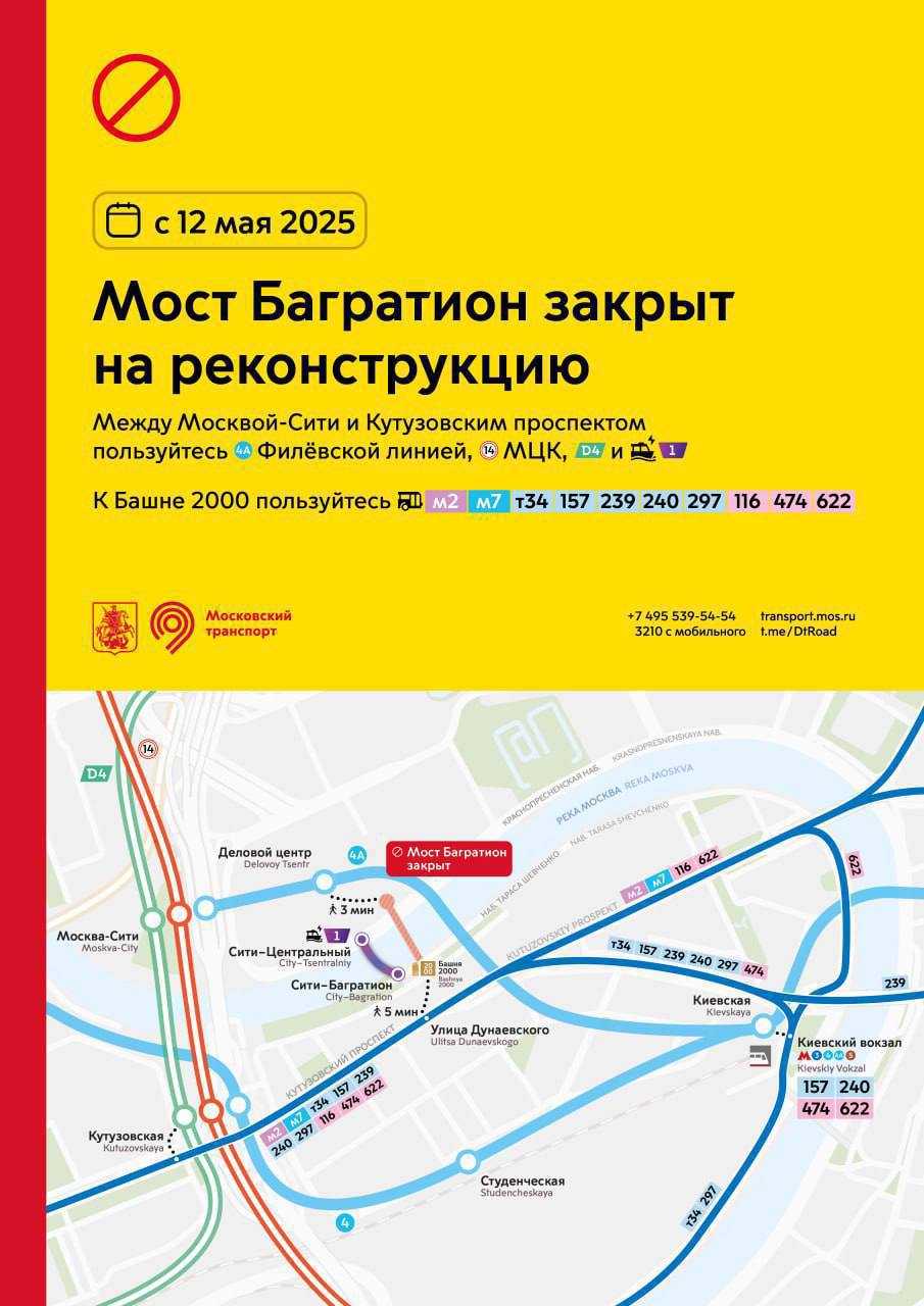 ⛔️Сегодня на реконструкцию закрывают пешеходный мост «Багратион»
до конца 2030 года
Можно воспользоваться метро (Филёвская линия), МЦК, МЦД-4 и речным маршрутом №1
📲Подпишитесь на Вдвижении
#бесплатно | Сетка — социальная сеть от hh.ru