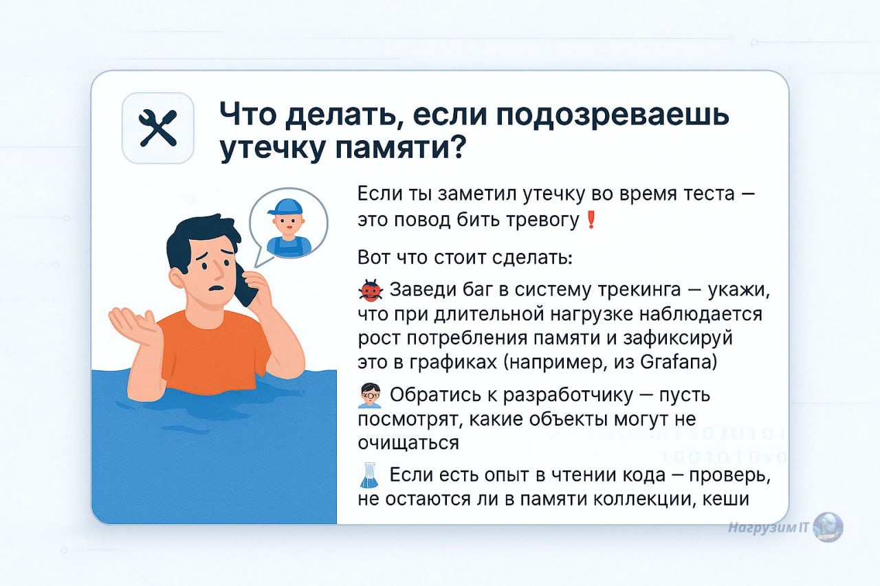 Привет, друзья! Поздравляю с началом рабочей недели 👨‍💻
Сегодня разберем одну из самых коварных проблем производительности — утечки памяти. 💧
Подготовил для вас удобные карточки с самым важным | Сетка — социальная сеть от hh.ru