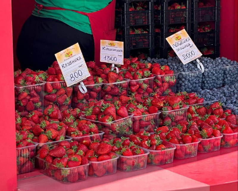 🍓Ягодные павильоны заработали сегодня в Москве
Цена на клубнику — от 800 до 1 300 рублей за кг, на голубику — 2 000 рублей за кг | Сетка — социальная сеть от hh.ru
