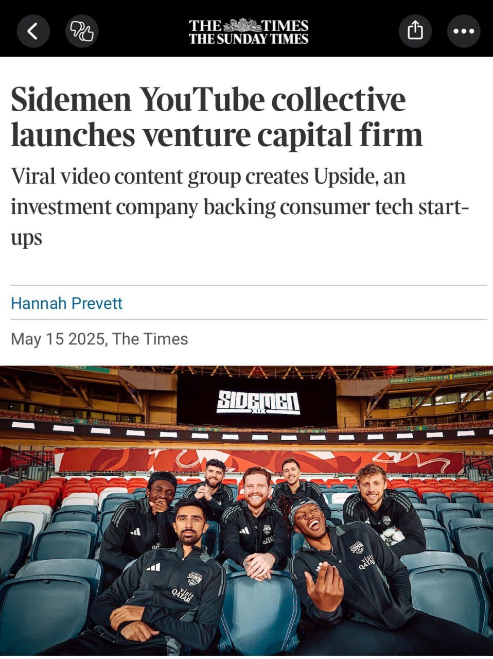 Upside VC — новая инвестиционная компания от YouTube-коллектива Sidemen | Сетка — социальная сеть от hh.ru