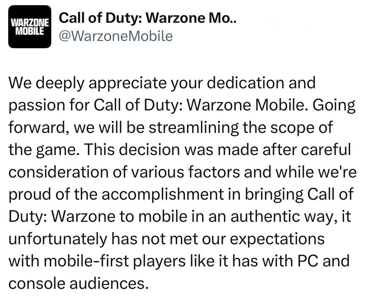 Мы искренне ценим вашу преданность и страсть к Call of Duty: Warzone Mobile. Вперед, мы будем оптимизировать масштабы игры | Сетка — социальная сеть от hh.ru