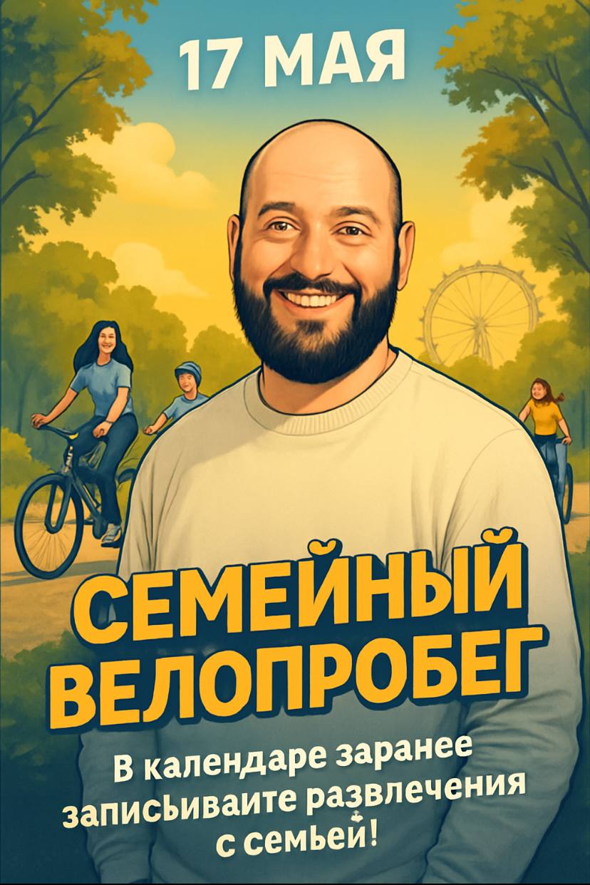 Как только распределяешь зоны ответственности — всё начинает работать чётко. Даже семейный досуг.
Вчера я узнал из календаря, что у нас запланирована поездка в Измайловский парк на велосоревнования | Сетка — социальная сеть от hh.ru