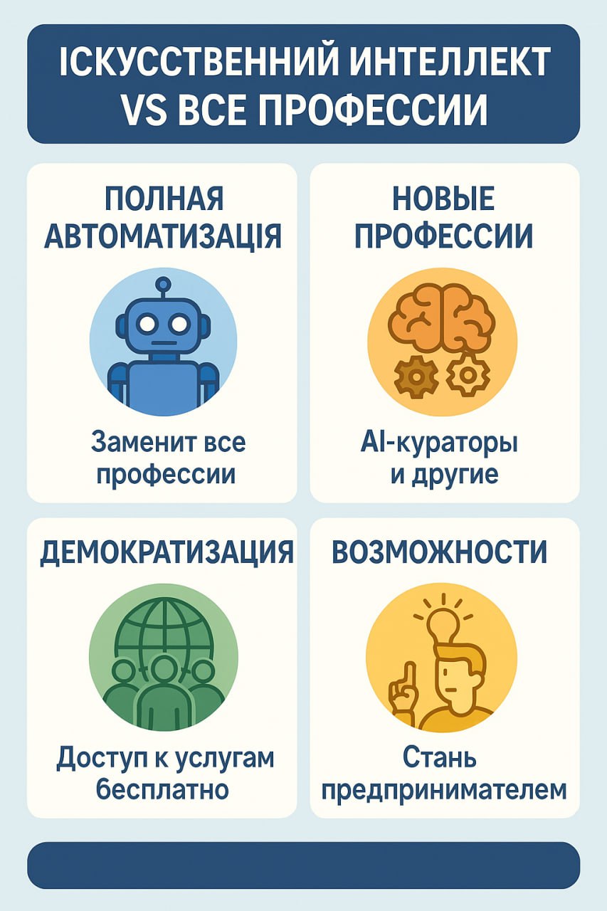 👋 Искусственный интеллект vs все профессии
Недавний материал Ed Newton-Rex в The Guardian рассказывает, что в Силиконовой долине всё чаще говорят не просто об автоматизации части работы, а о «полной а... | Сетка — социальная сеть от hh.ru