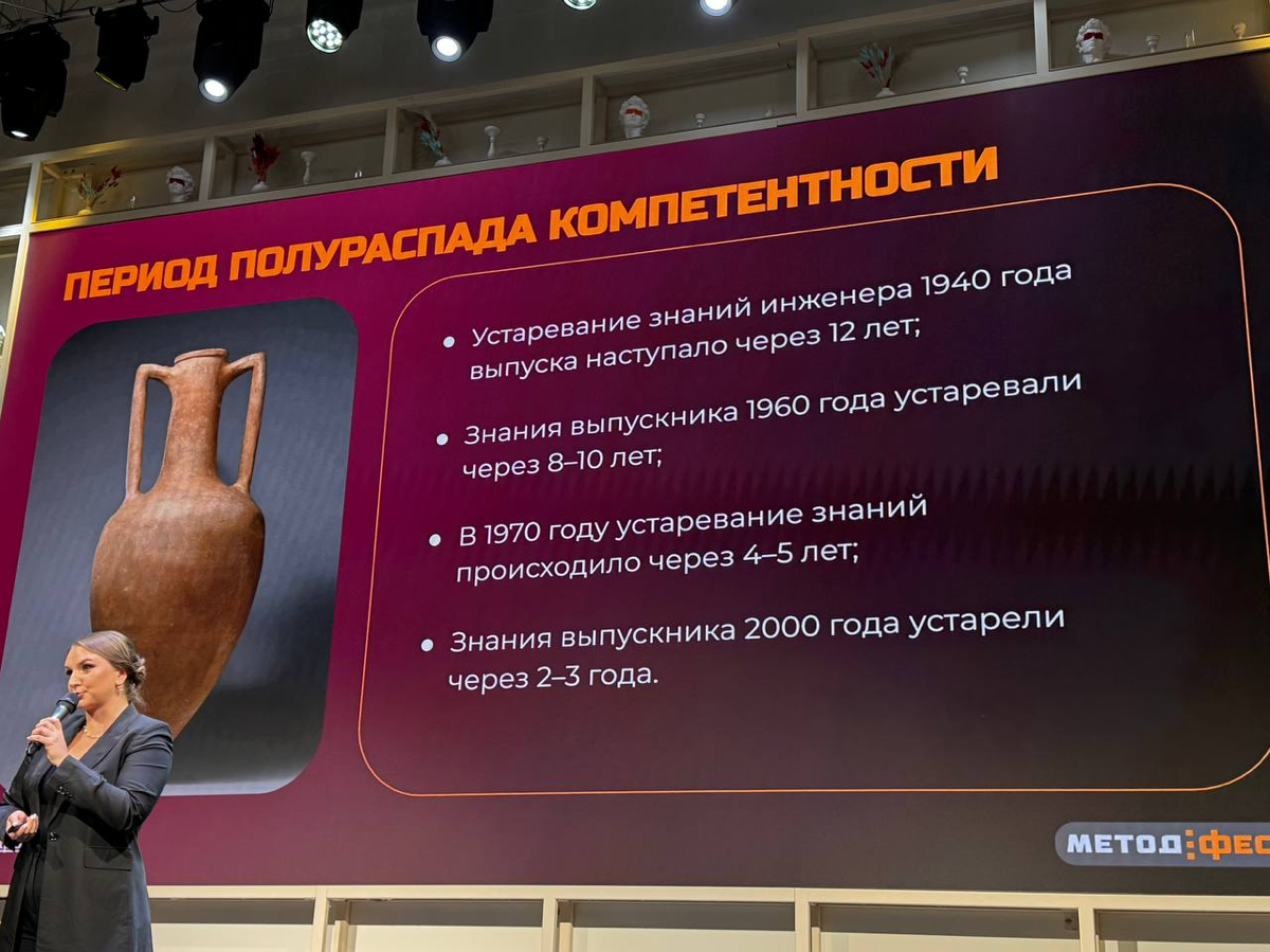 Модное слово вам в копилку: период полураспада компетентности 😎
Про это вчера рассказывала на конференции Саша Горева-Куртышева, я на самом деле на
Навыкологии (https://navykologia | Сетка — социальная сеть от hh.ru