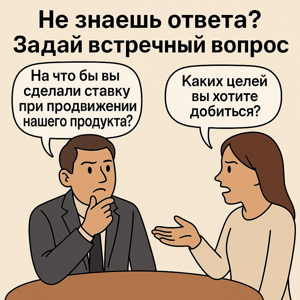 💡НЕ ЗНАЕШЬ ОТВЕТА? ЗАДАЙ ВСТРЕЧНЫЙ ВОПРОС
Это хоть и шутка, но наполовину.
На самом деле это отличная стратегия на собеседовании | Сетка — социальная сеть от hh.ru