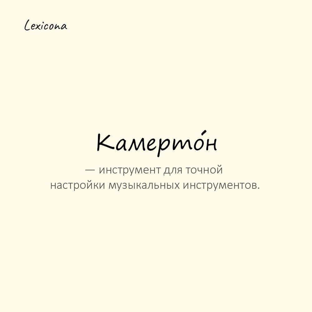 Камертон — инструмент для точной настройки музыкальных инструментов (издаёт эталонный звук)
Пример употребления:
Дирижёр ударил камерто́ном, чтобы хор запел в унисон. | Сетка — социальная сеть от hh.ru