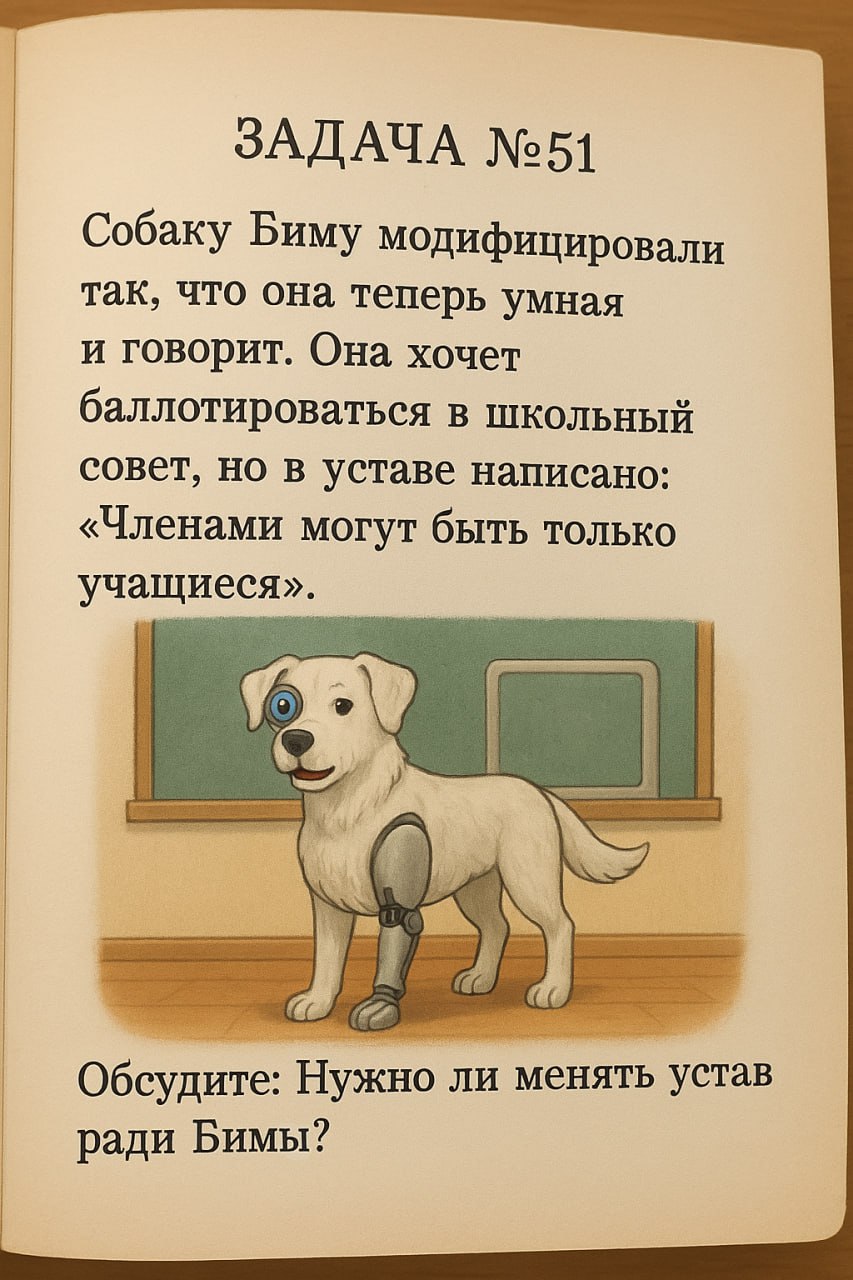 Задачник по новой этике
Увидел в интернете картинку с детской задачкой о «мозге в колбе» (известном философском мысленном эксперименте) и решил сделать серию дилемм из учебника будущего по новой этике | Сетка — социальная сеть от hh.ru
