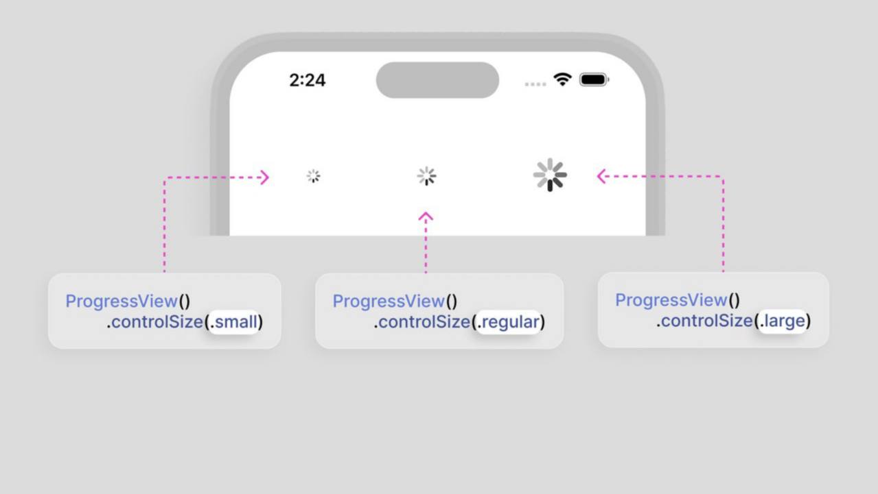 SwiftUI Совет
Управляйте размером кругового ProgressView с помощью модификатора .controlSize(). | Сетка — социальная сеть от hh.ru