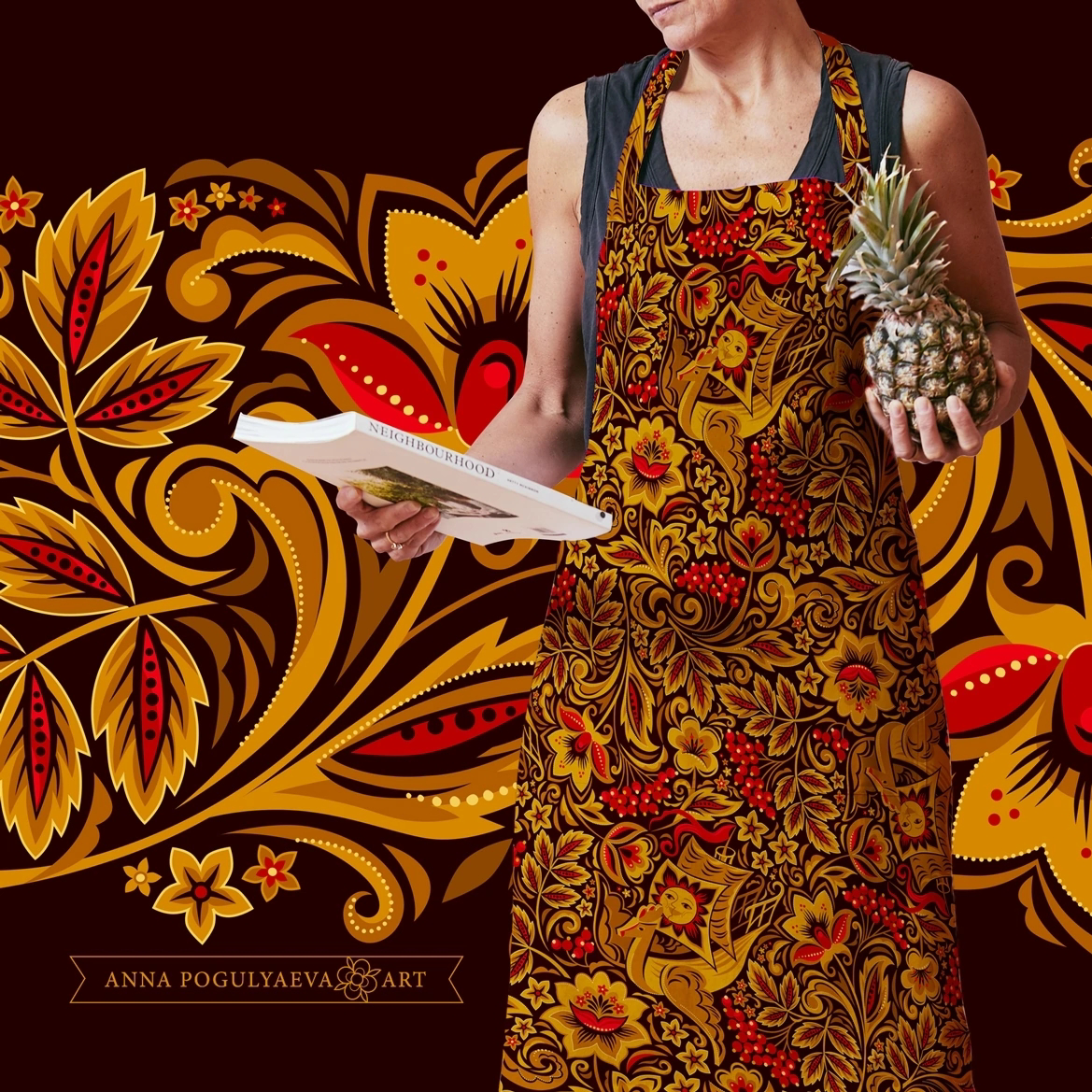 Принт для ткани "Летучий корабль" по мотивам русской росписи | Сетка — социальная сеть от hh.ru