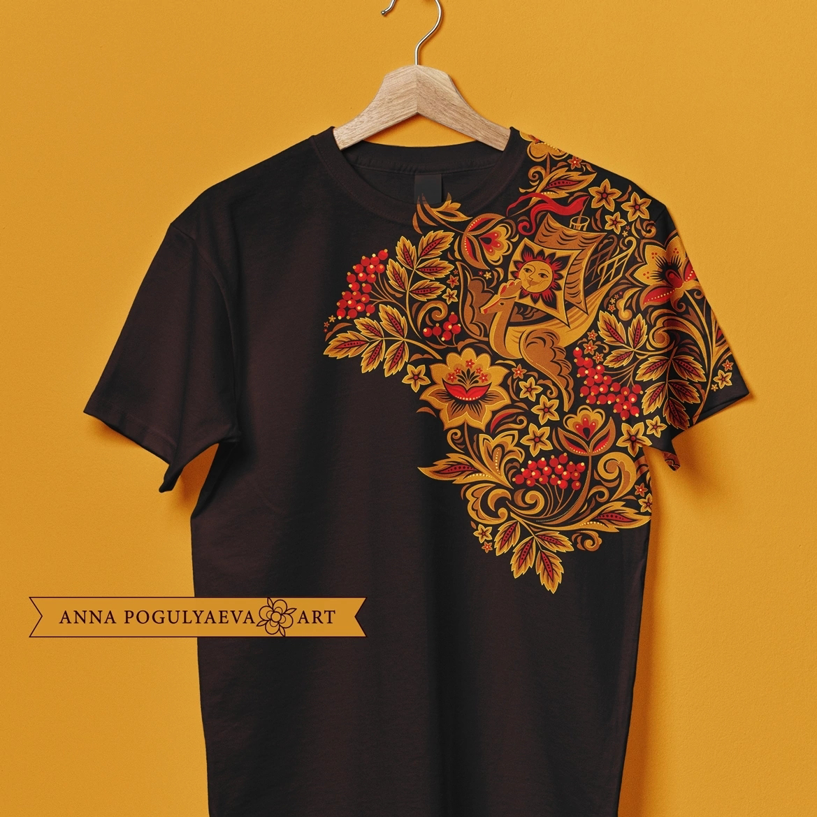 Принт для ткани "Летучий корабль" по мотивам русской росписи | Сетка — социальная сеть от hh.ru