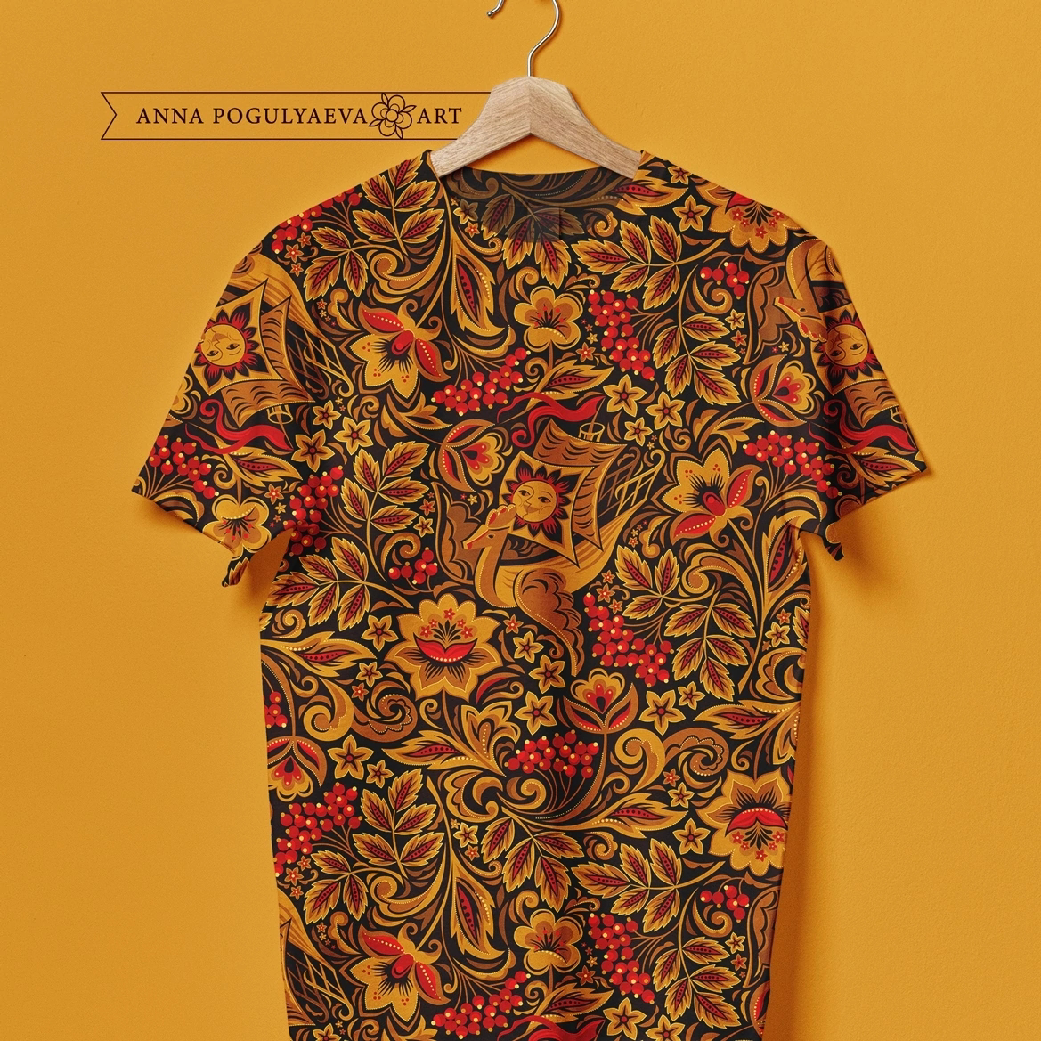 Принт для ткани "Летучий корабль" по мотивам русской росписи | Сетка — социальная сеть от hh.ru