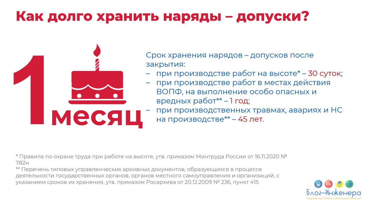 Как долго хранить наряд-допуски?
Читайте в нашей карточке.
Блог—Инженера для тебя ❤️
⭐️ СУОТ 📍 Услуги | Сетка — социальная сеть от hh.ru