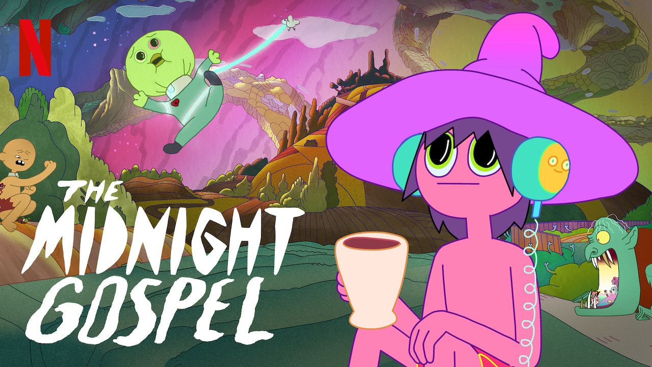 Сериал Полночные откровения / The Midnight Gospel
Посмотрел мозговыносящий мультсериал про космического путешественника-подкастера, который берёт интервью на духовно-эзотерическую тематику у различных... | Сетка — социальная сеть от hh.ru